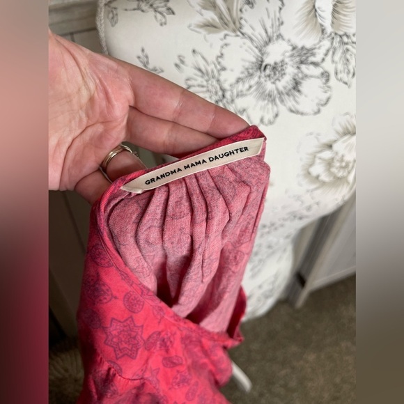 GRANDMA MAMA DAUGHTER Dress Button Down Red Pink Cotton Sz Large - Picture 4 of 6